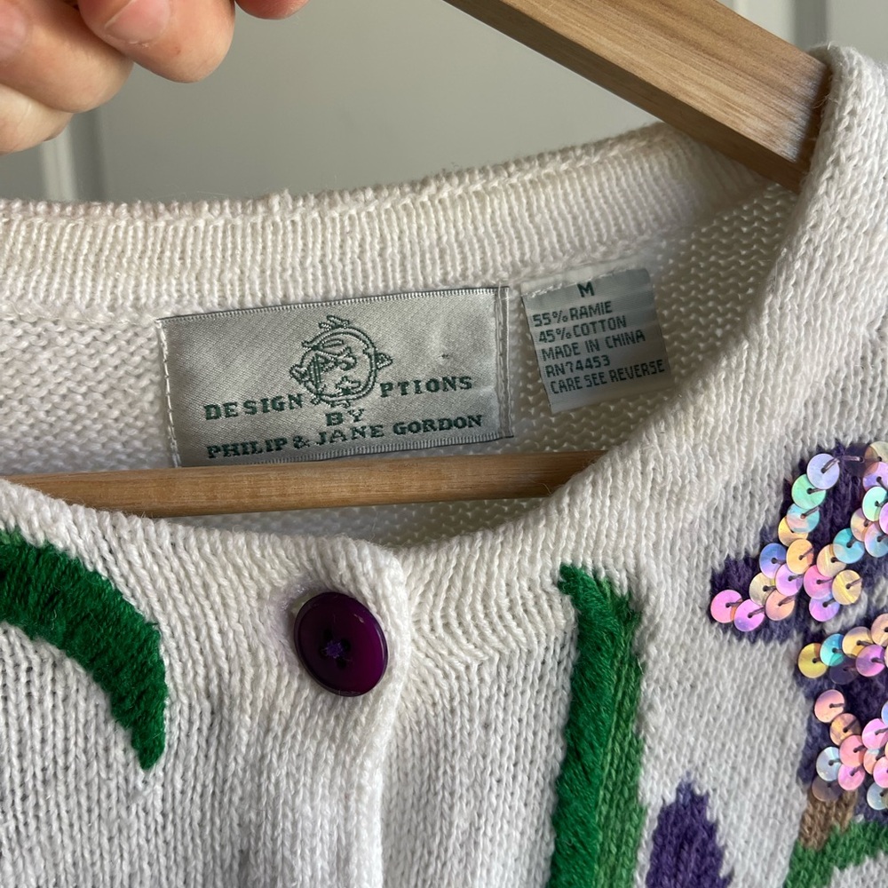 Vintage Design Options Floral Embroidered Cardigan - M - Picture 6 of 7